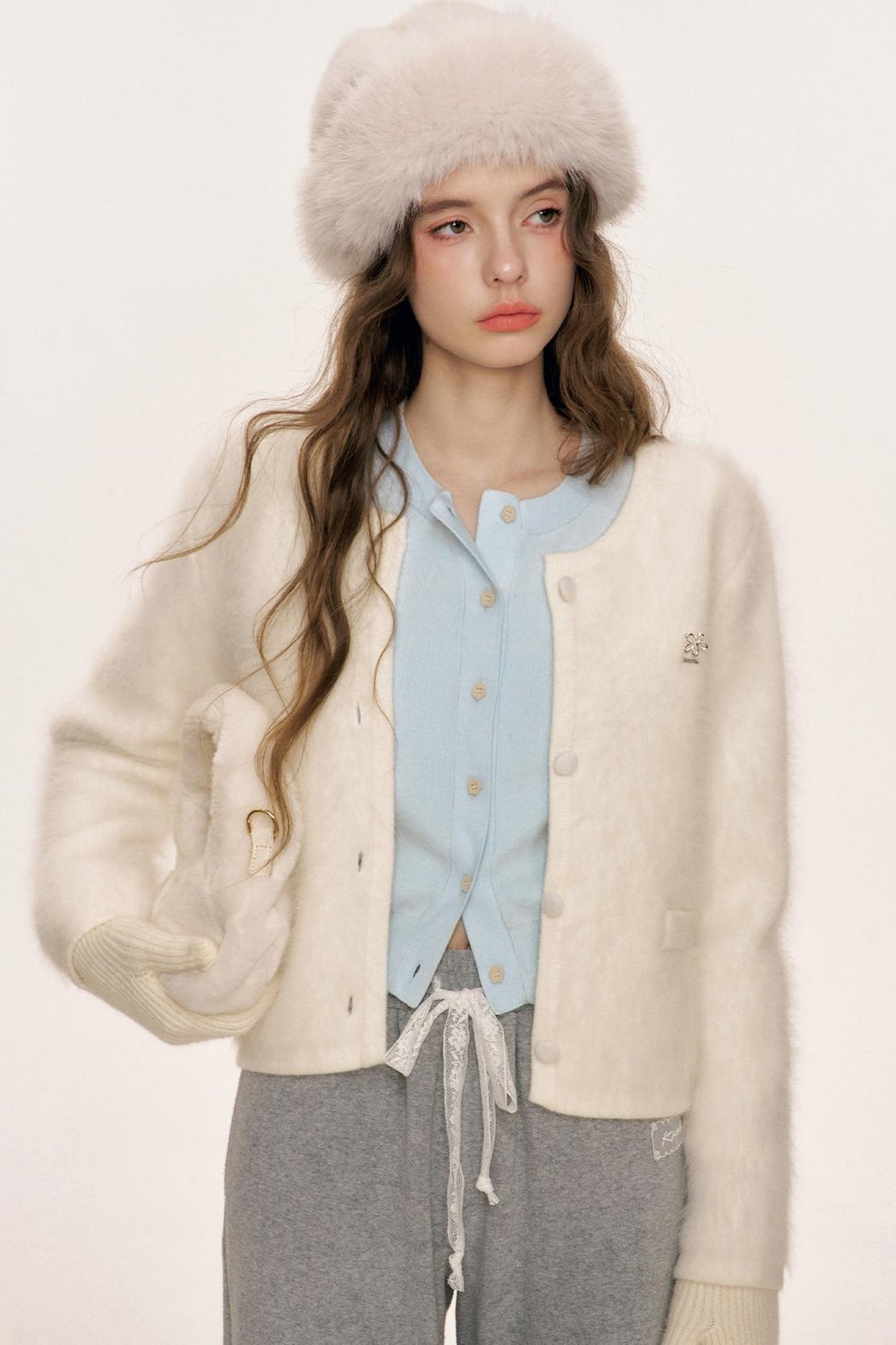 Rabbit Wool Blend Cardigan