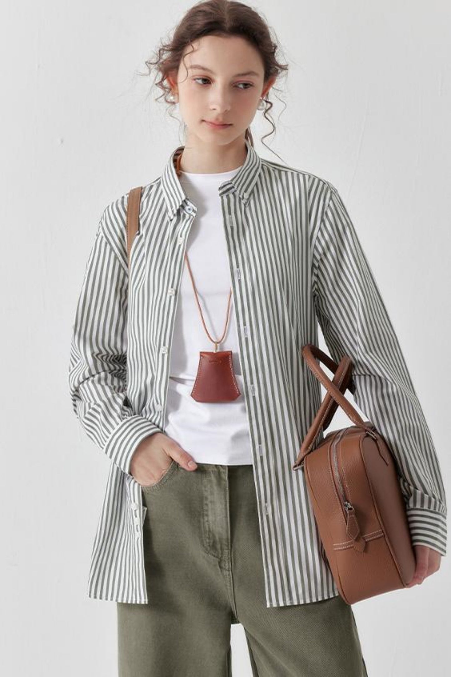 Green Striped Cotton Shirt