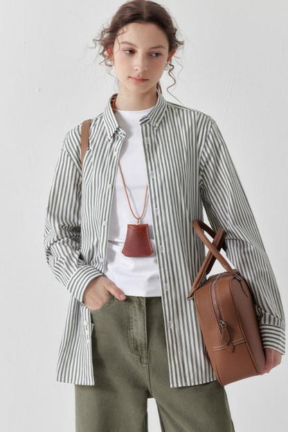 Green Striped Cotton Shirt
