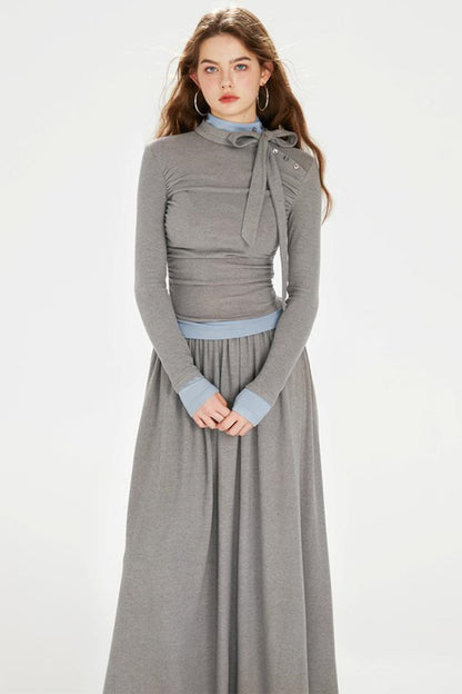 Color Clash Drawstring Dress