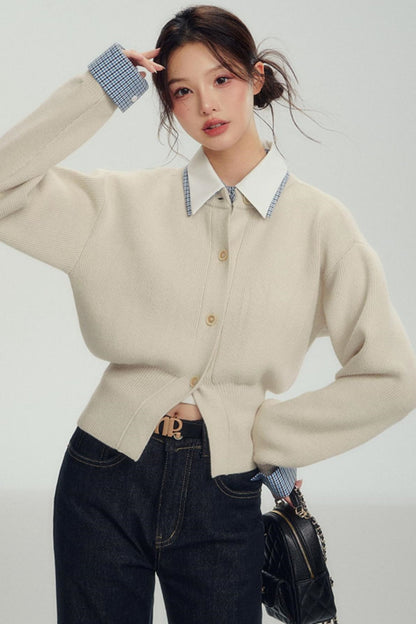 Fake Layered Shirt Sweater