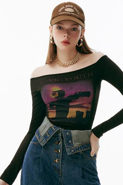Sunset One-Shoulder Tee