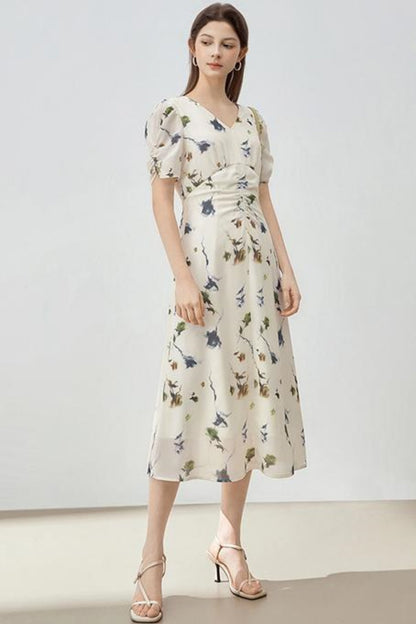 Floral V-Neck A-Line Dress