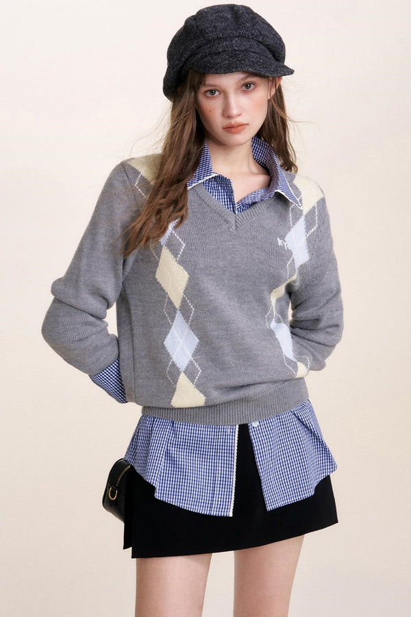 Diamond V-Neck Sweater