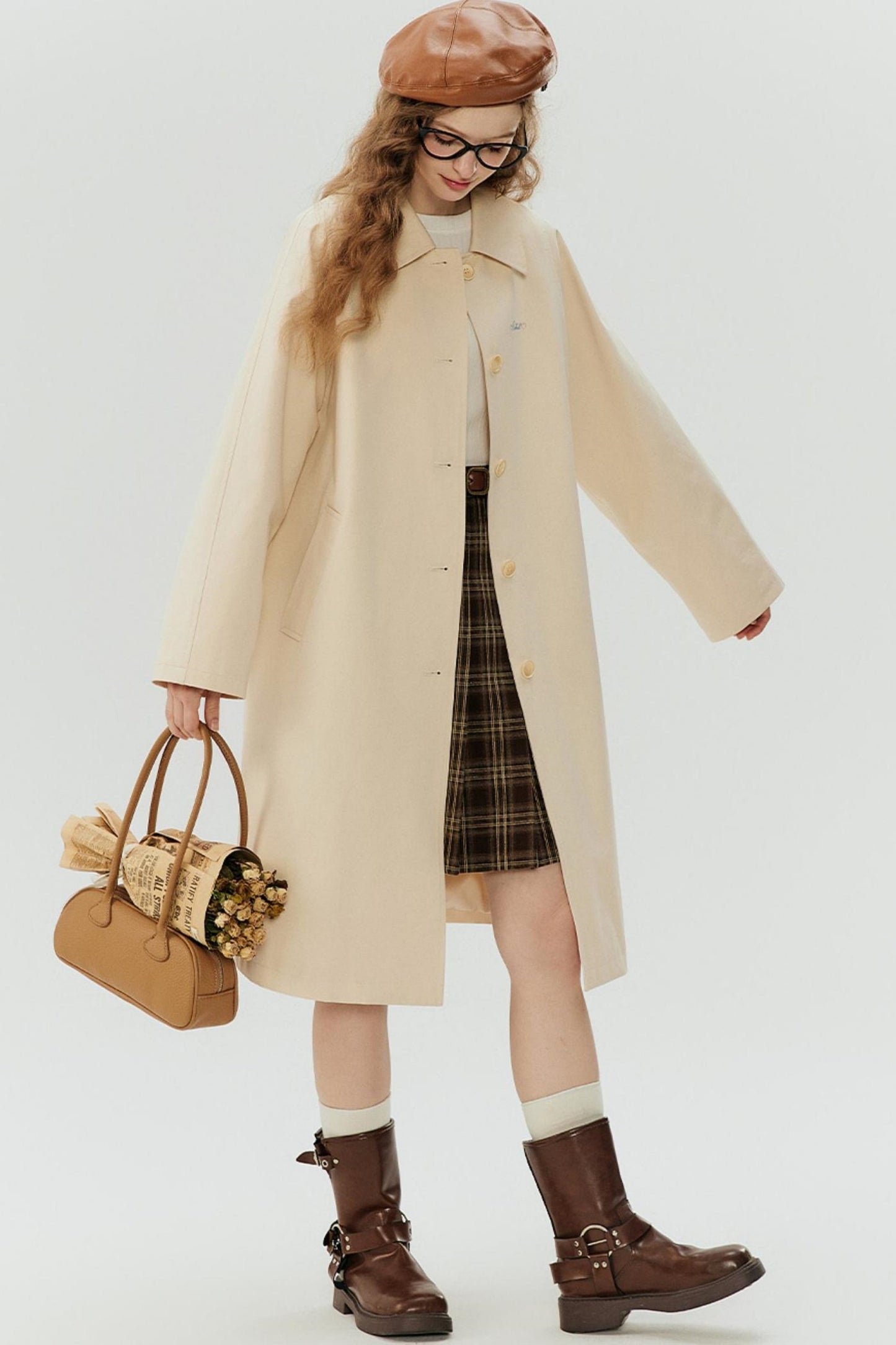 Petite Floral A-Line Trench Coat