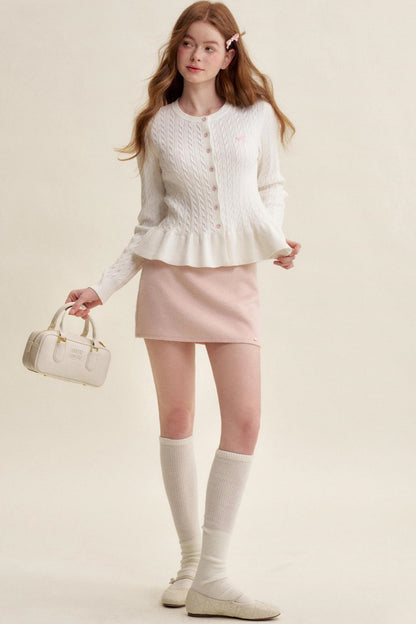 Lace Trim Bow Knit Cardigan