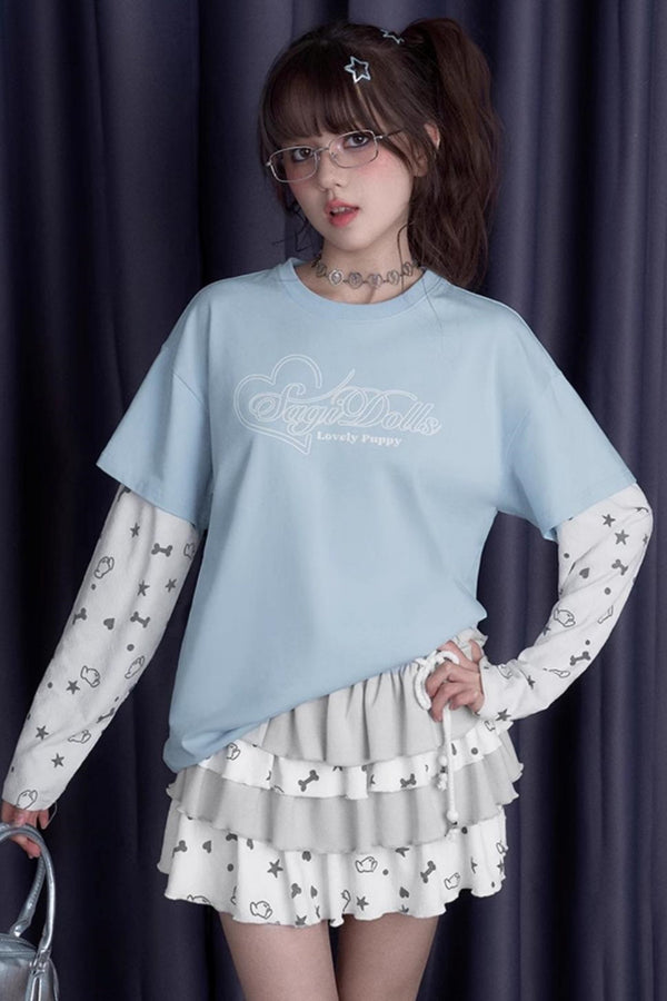 Blue & White Splice T-Shirt