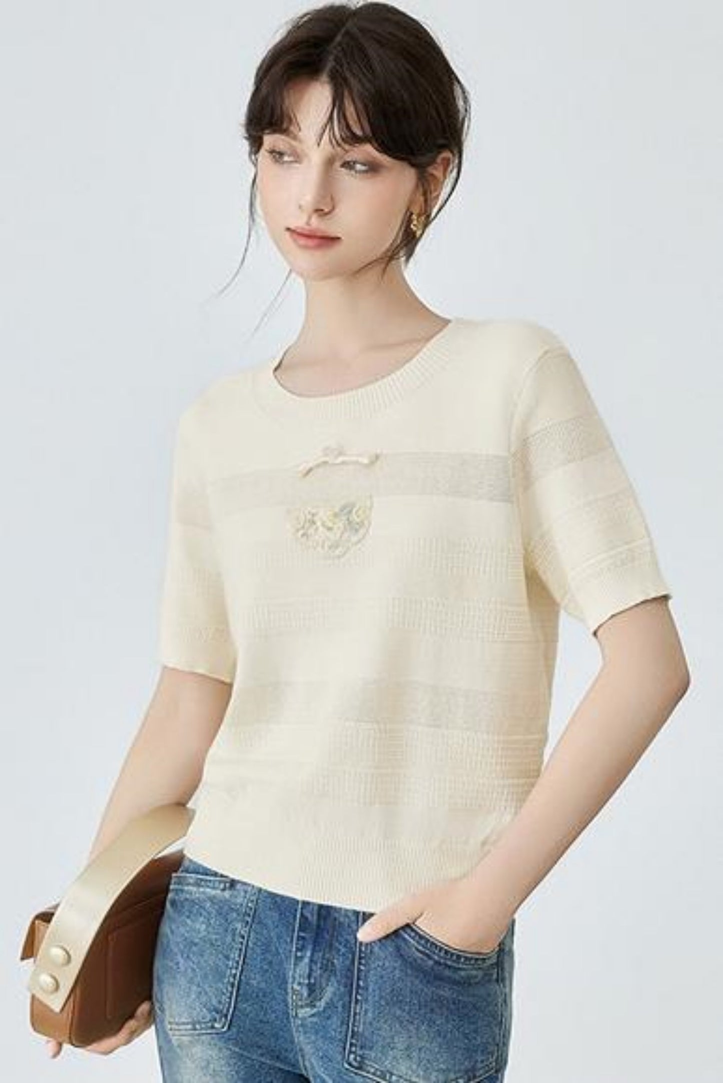 Summer Striped Knit Blouse