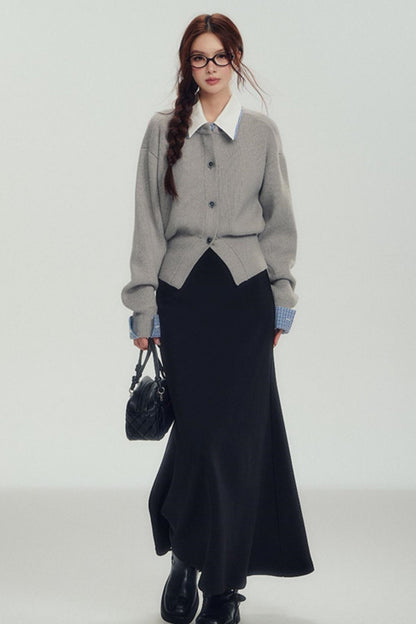 Fake Layered Shirt Sweater