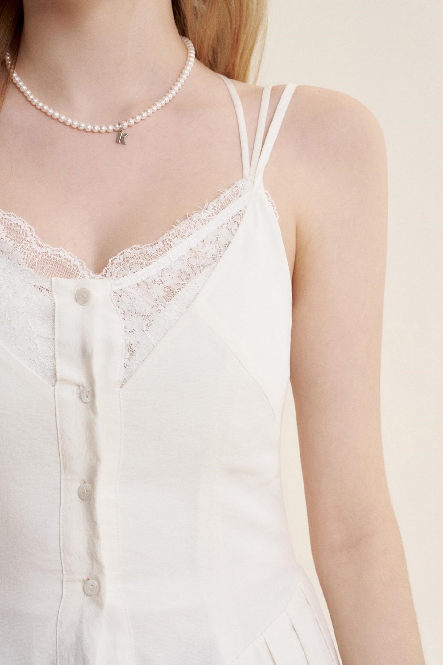 Lace Patchwork Halter Dress Set