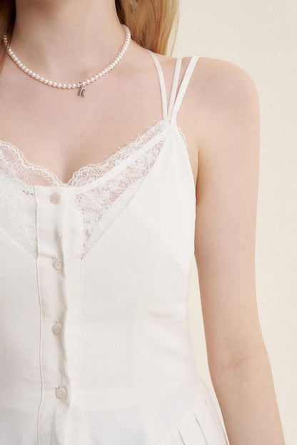 Lace Patchwork Halter Dress Set