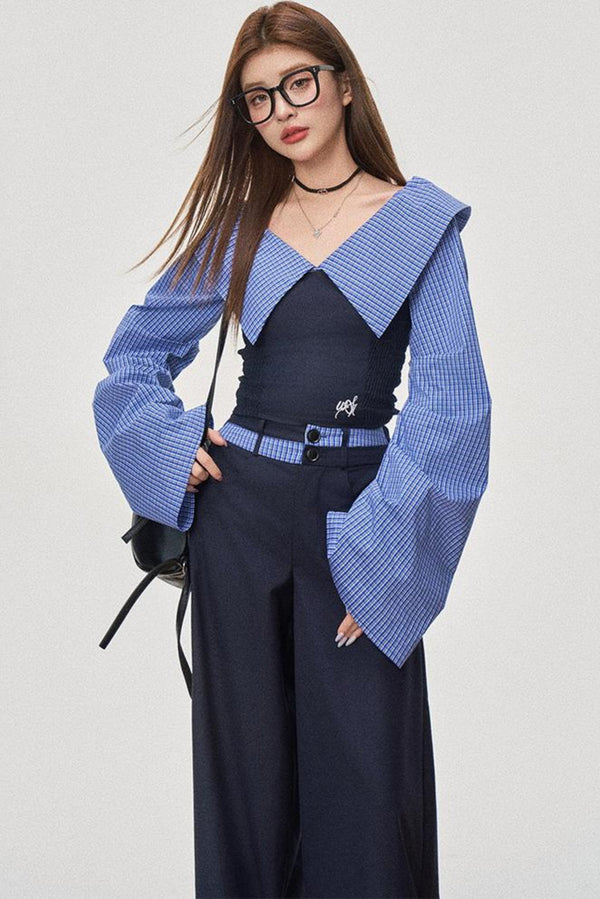 Stripe One-Shoulder Top & Pants Set-Up