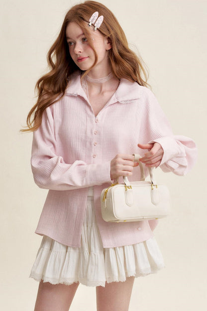 Ruffled Pink Lace Muscle Shirt