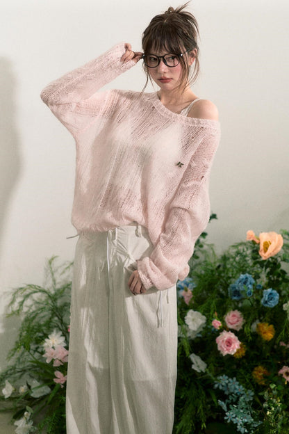 Pink Mohair Cowl Top