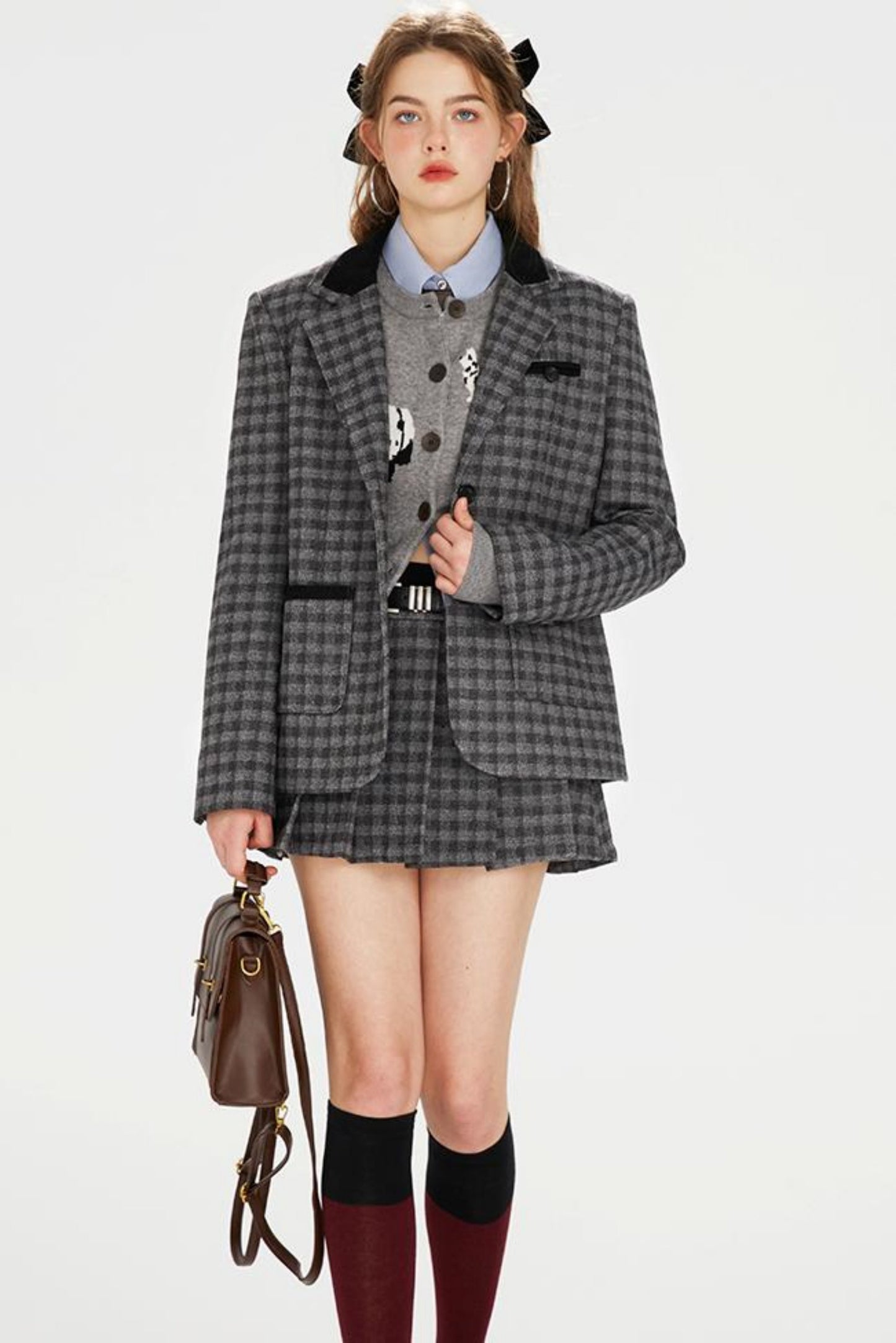 Tartan Color-Block Jacket Set-Up