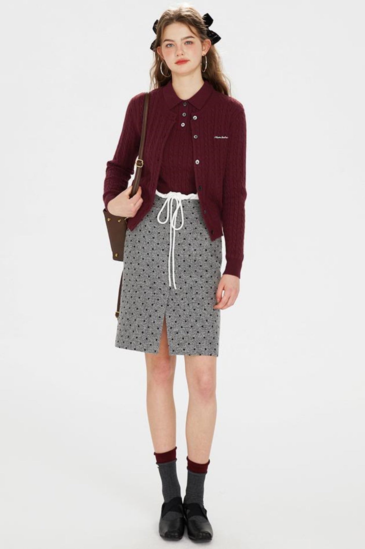 Polka Dot Tweed Skirt