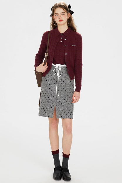 Polka Dot Tweed Skirt