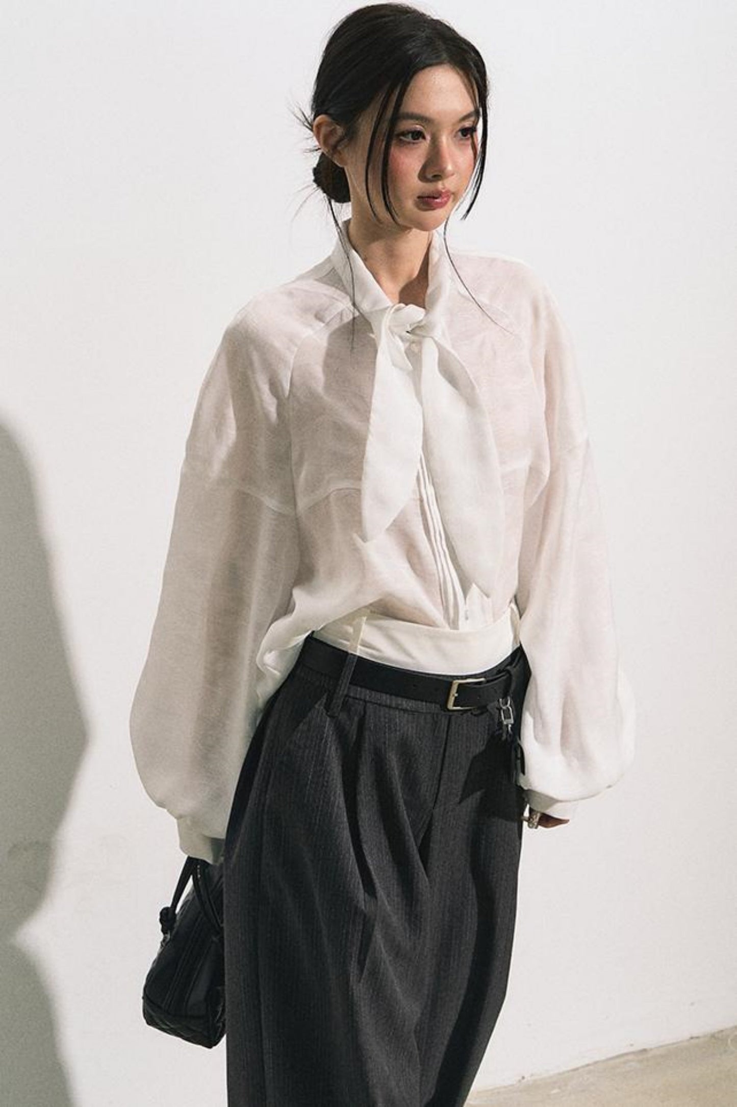 Lace Bow Loose Shirt