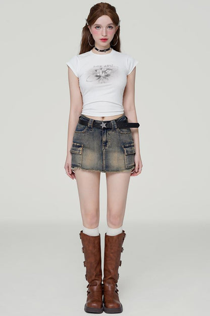 Low Waist Denim Skirt