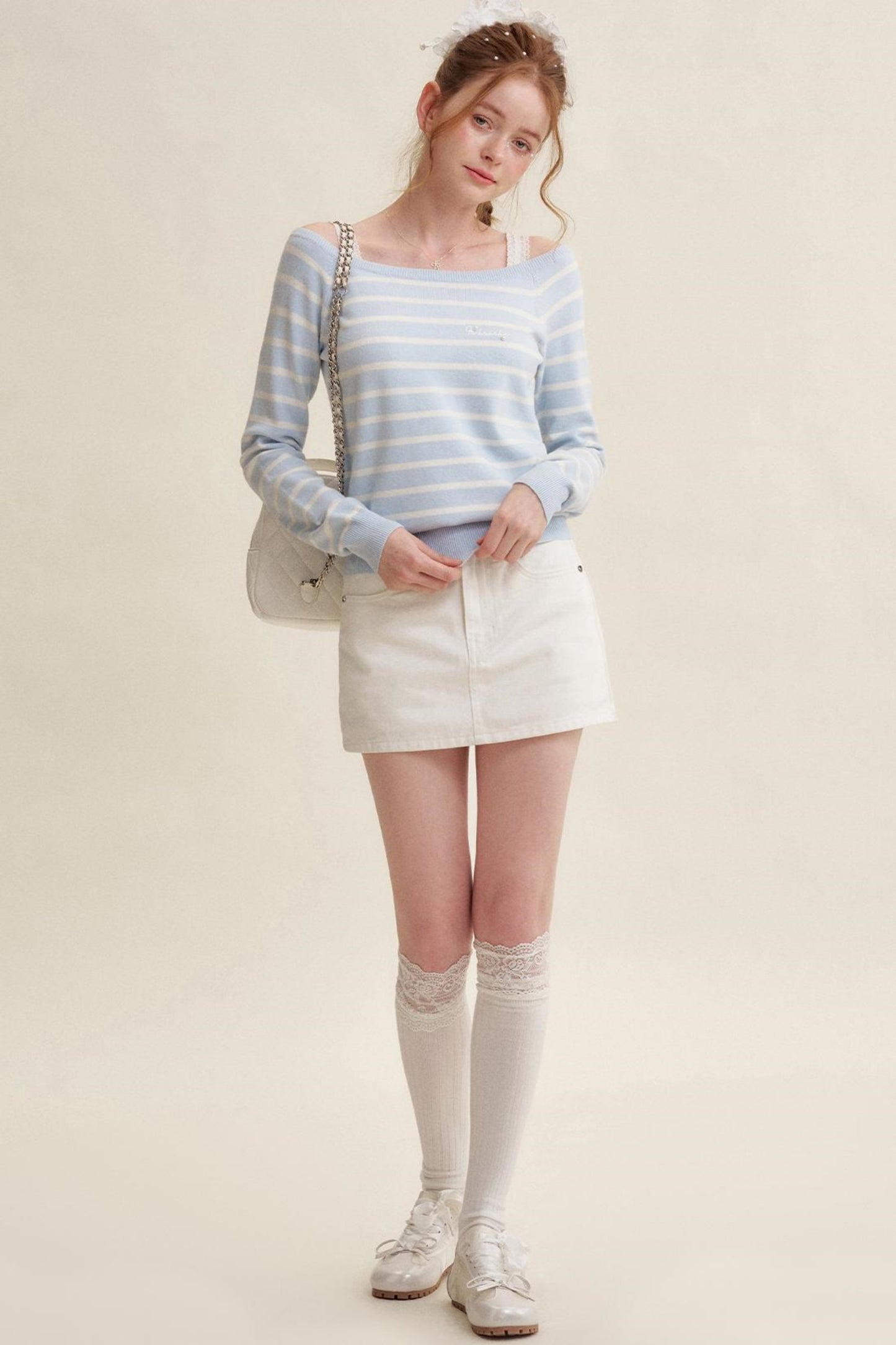 Preppy Style Striped Knit Top