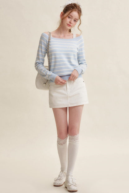 Preppy Style Striped Knit Top
