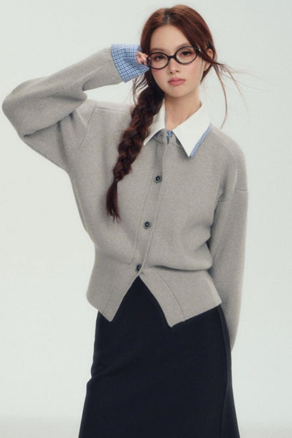 Fake Layered Shirt Sweater