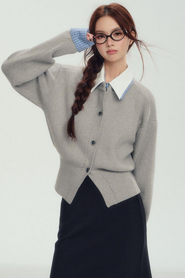 Fake Layered Shirt Sweater