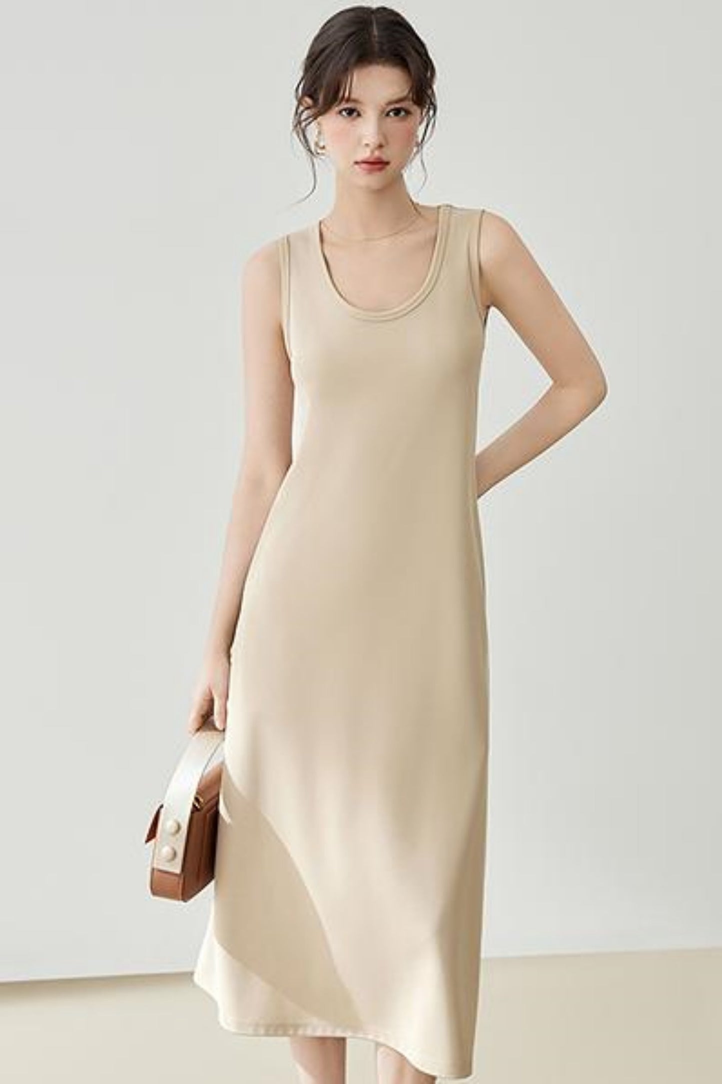 Flowy Knit Fabric Maxi Dress