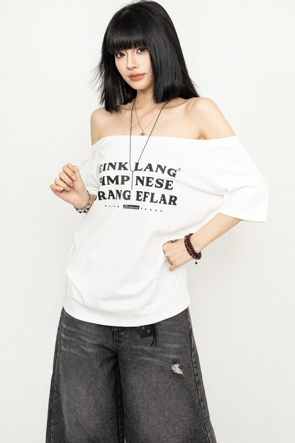 Casual Black Off-Shoulder Tee