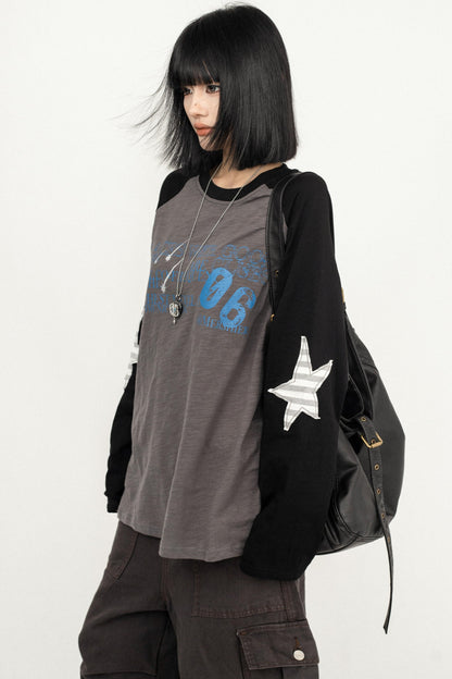 Embroidered Retro Long Sleeve T-Shirt