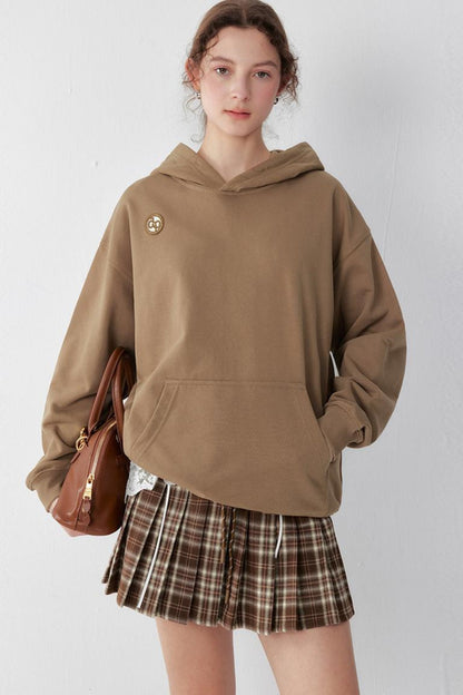 Brown Plaid Pleated A-Line Skirt