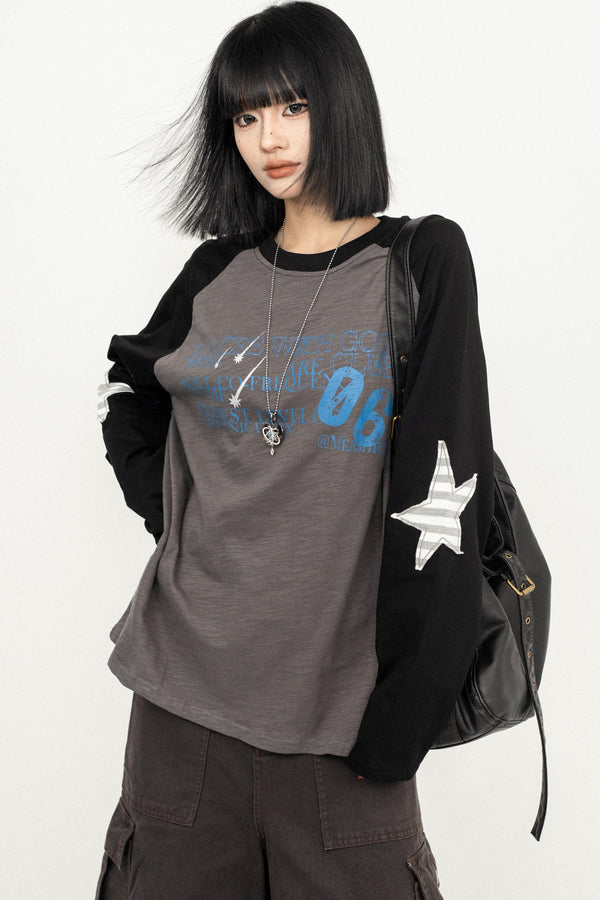 Embroidered Retro Long Sleeve T-Shirt