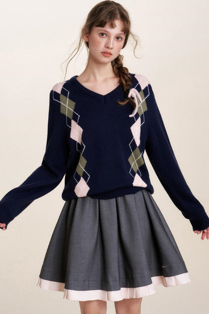 Diamond V-Neck Sweater