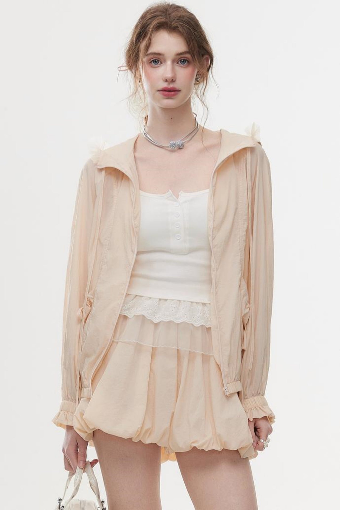 Lace-Trimmed Knit Peplum Top