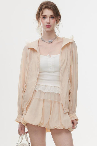 Lace-Trimmed Knit Peplum Top