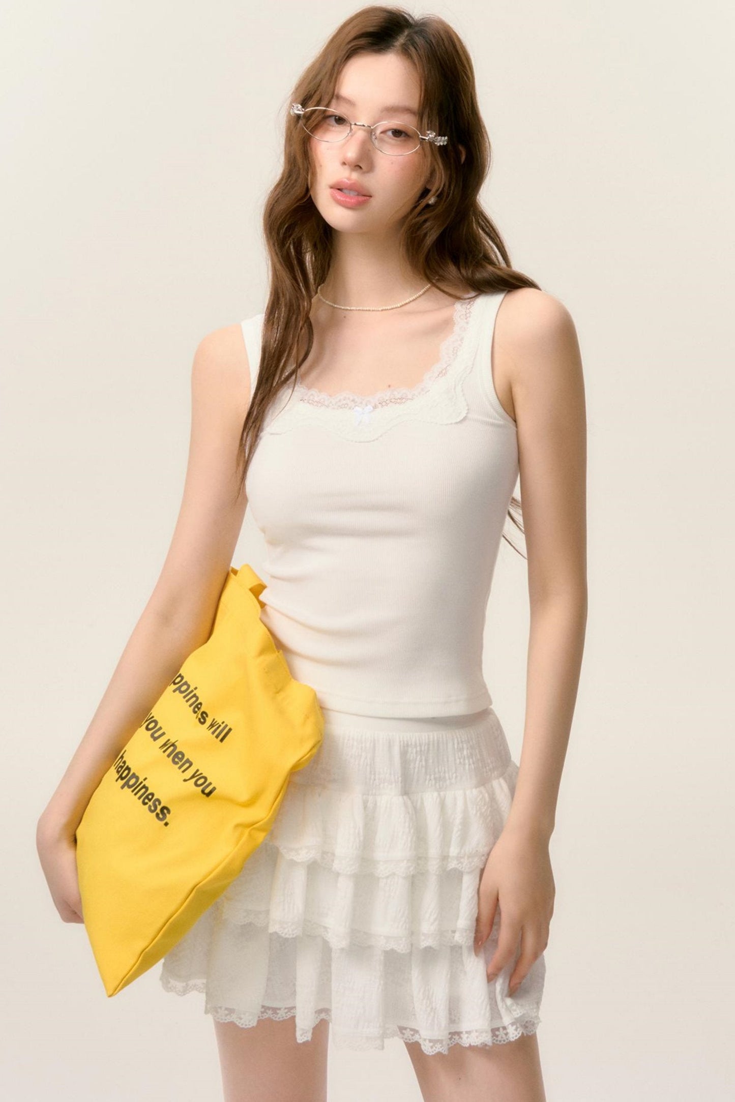 Lace Bow White Camisole