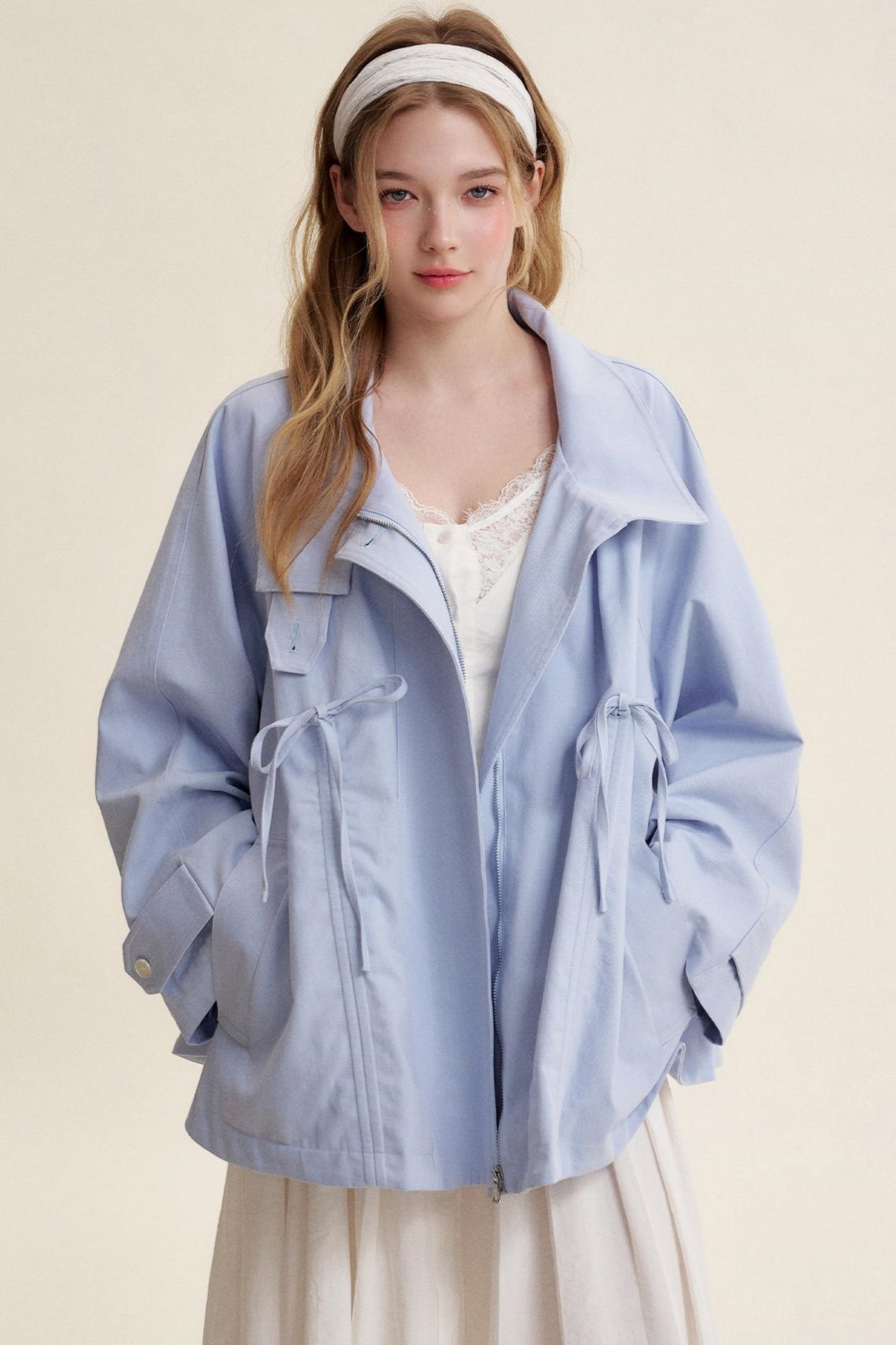 Morning Mist Cotton Bow Jacket