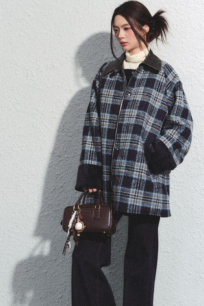 Navy Plaid Reversible Jacket