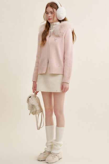 Cream Tweed A-Line Skirt