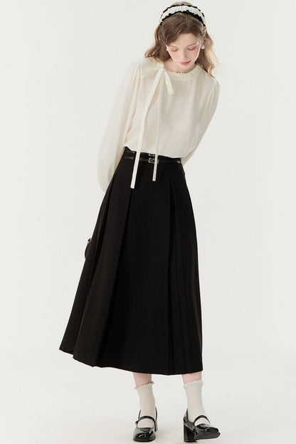 Spring Pleated A-Line Skirt