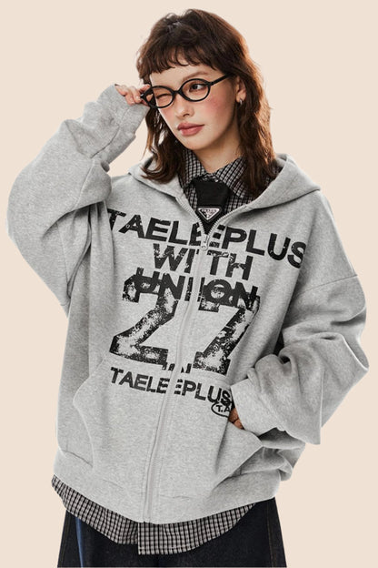 Nostalgic Gray Hooded Cardigan Jacket