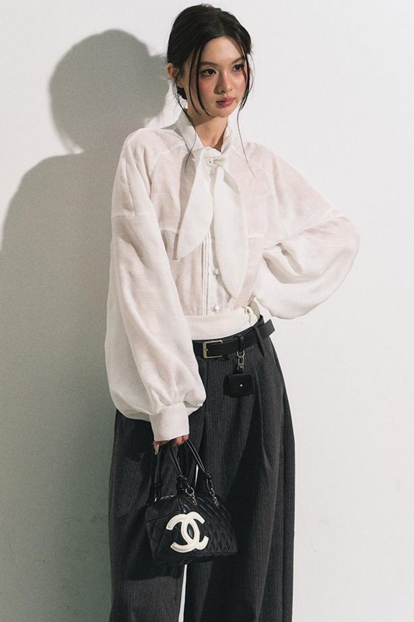 Lace Bow Loose Shirt