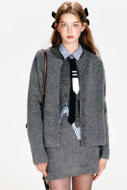 Chic Knit Vest & Skirt Set-Up