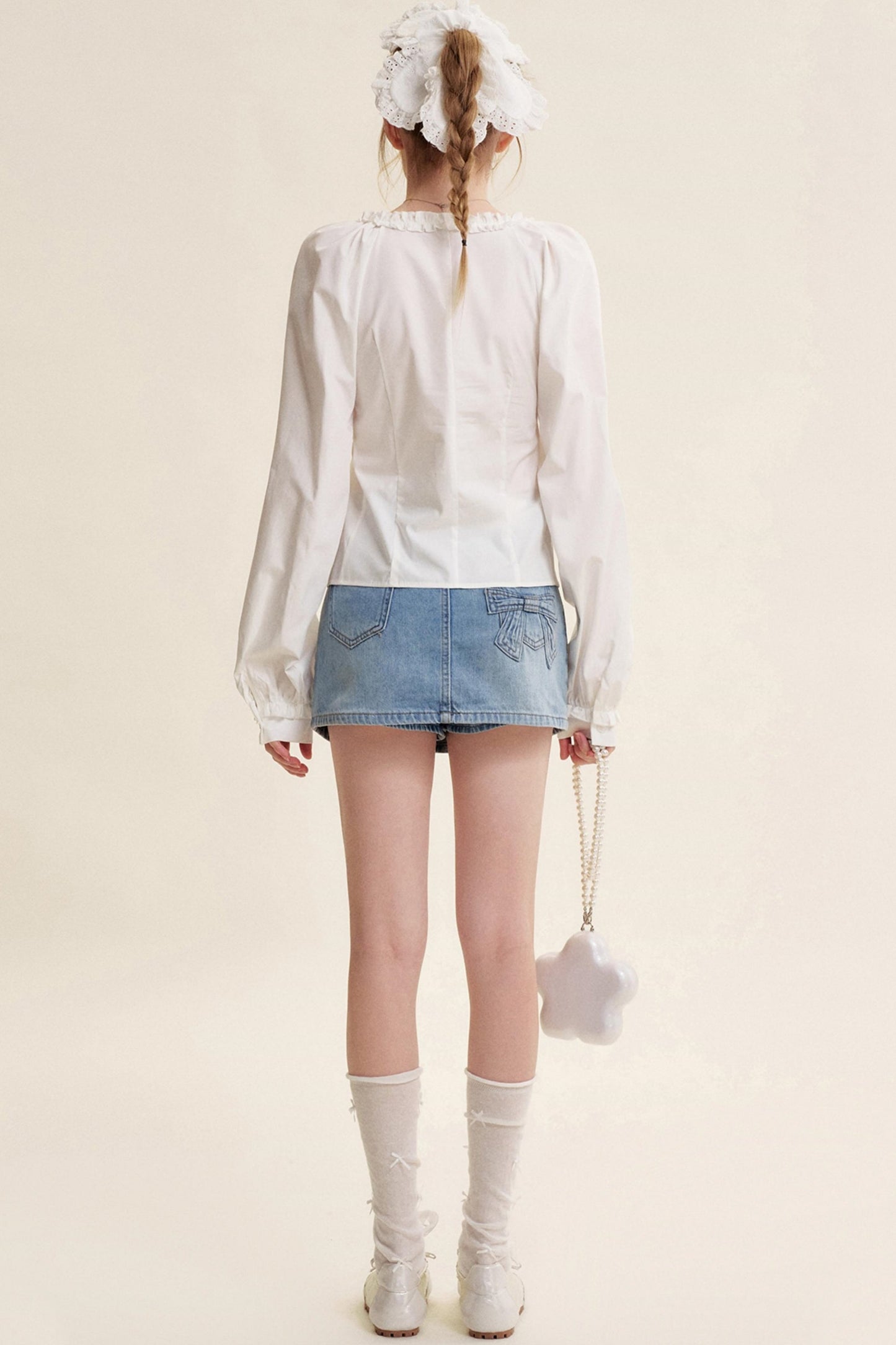 Romantic Lace Bow Tie V-Neck Shirt