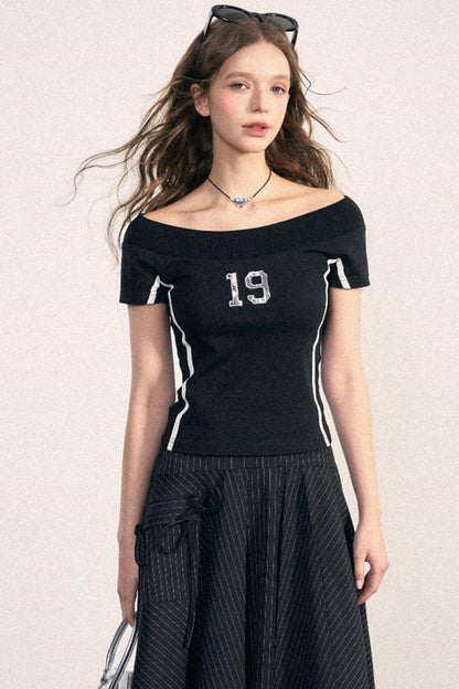 One-Shoulder Design Knit T-Shirt