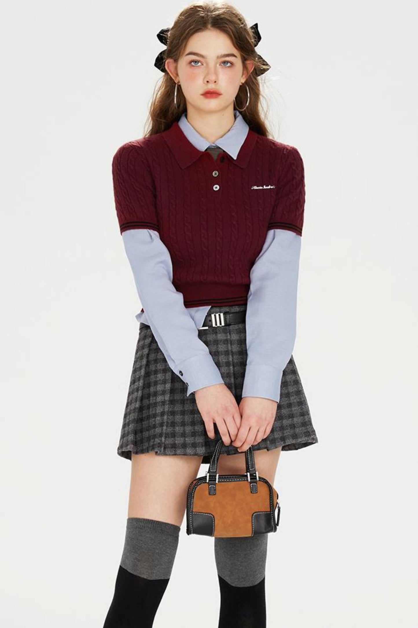Dark Red Knit Polo T-Shirt