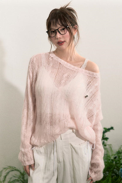 Pink Mohair Cowl Top