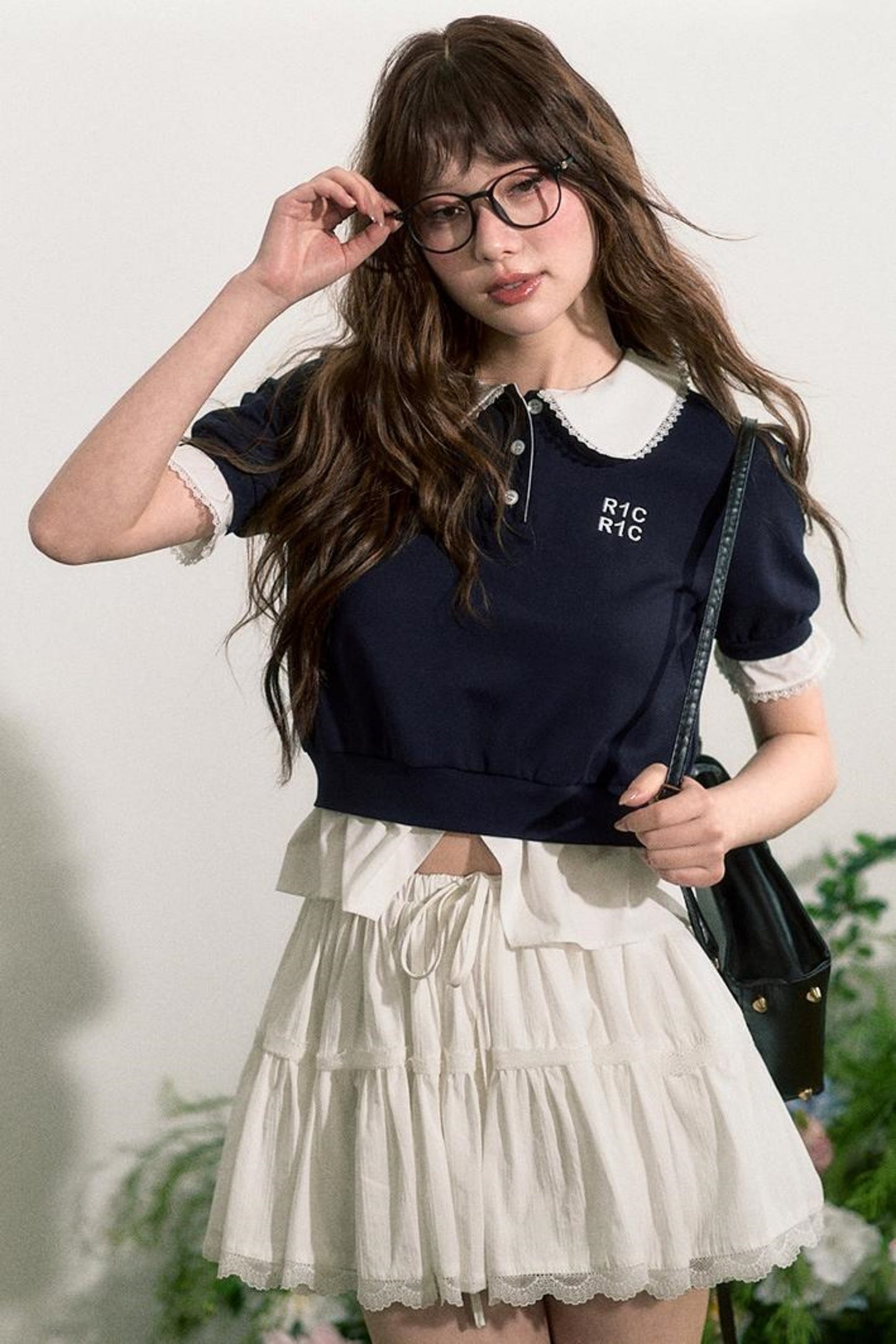 Lace Edge Doll Neck T-Shirt