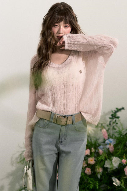 Pink Mohair Cowl Top