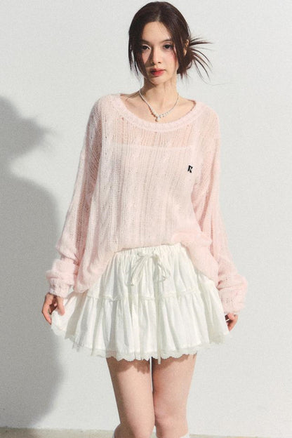 Pink Mohair Cowl Top